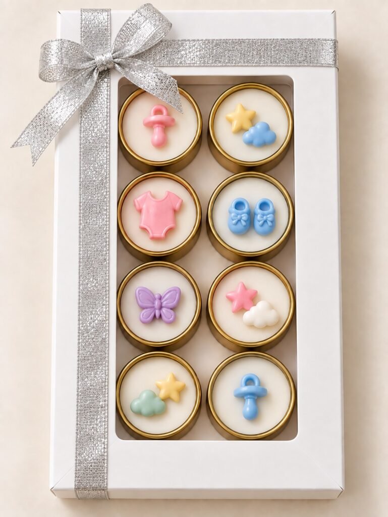 Baby Shower Tealight Box — aluminium holders