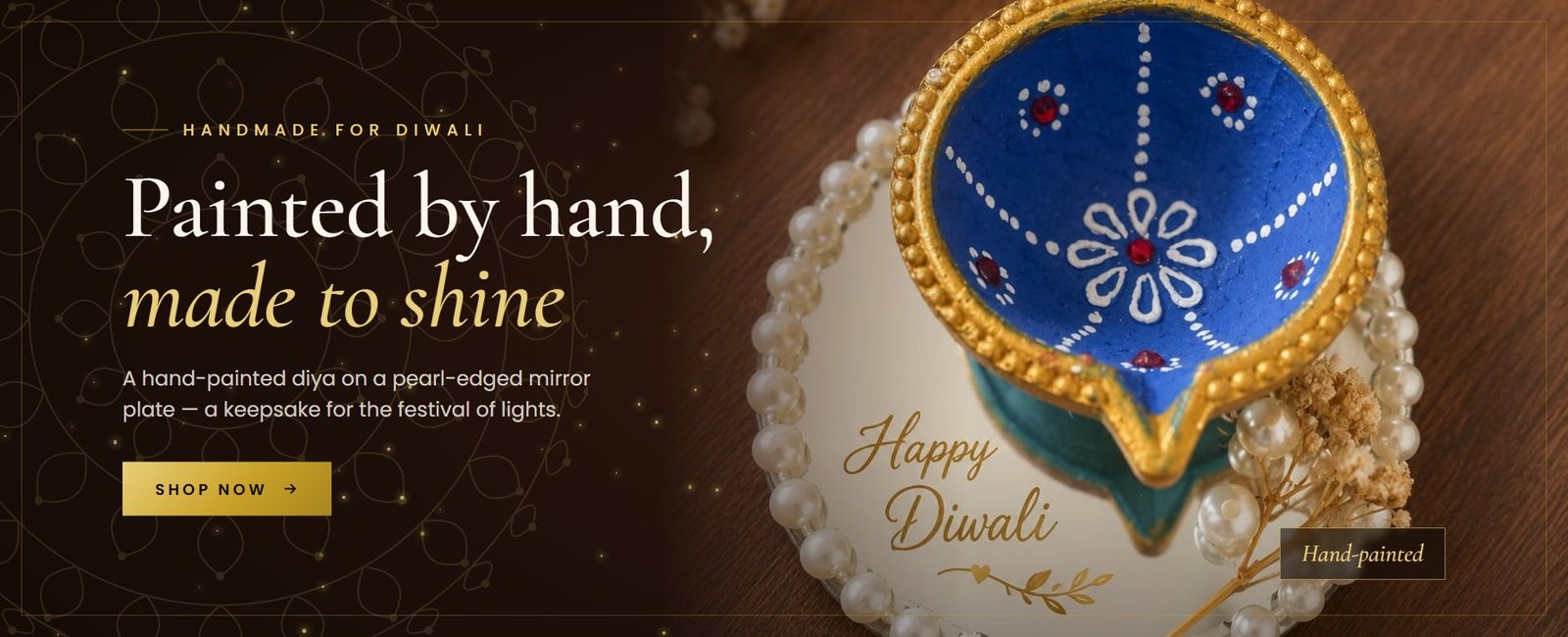 Painted by hand, made to shine — hand-painted Diwali diya