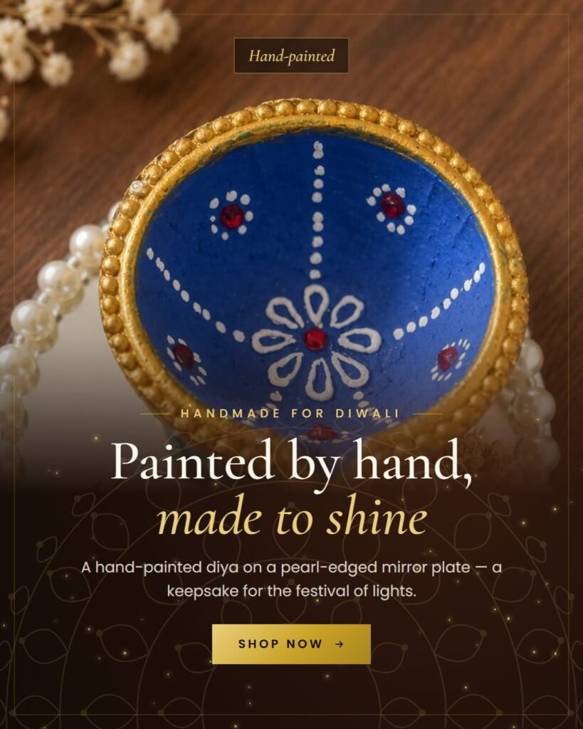 Painted by hand, made to shine — hand-painted Diwali diya