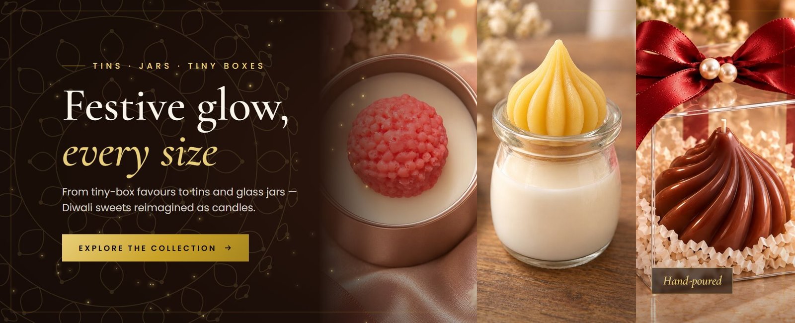 Festive glow, every size — Diwali tins, jars and tiny boxes