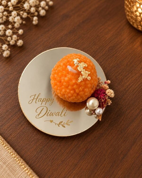 Happy Diwali Ladoo Candle